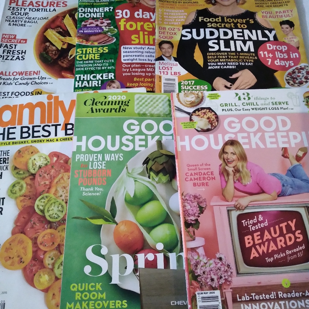 6 good Housekeeping, family circle, cooking light magazines